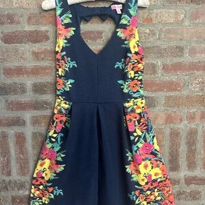 Floral Sleeveless Dress with Heart Cutout